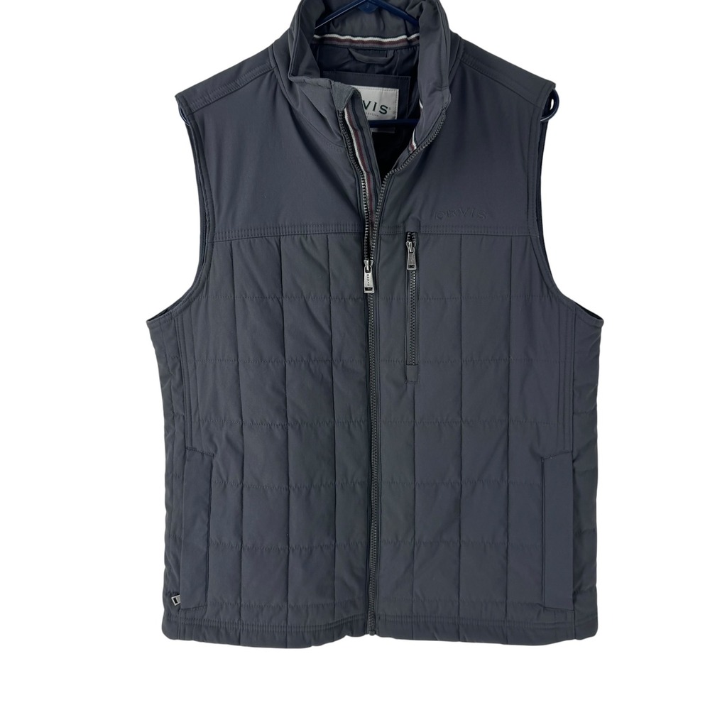 Orvis Classic Collection Mens Medium Quilted Full Zip Vest Charcoal Gray - Picture 2 of 8